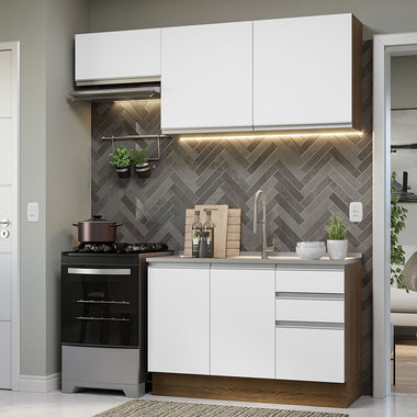 Cocina Integral Glamy 1.80 Metros Marrón/Blanco 09