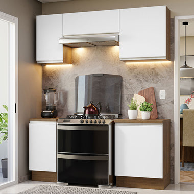 Cocina Integral Glamy 1.80 Metros Marrón/Blanco 12