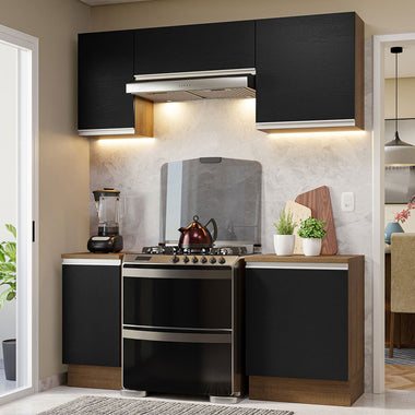 Cocina Integral Glamy 1.80 Metros Marrón/Negro 12
