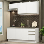 Cocina Integral Glamy 1.80 m con Mesón de Acero Blanco 13