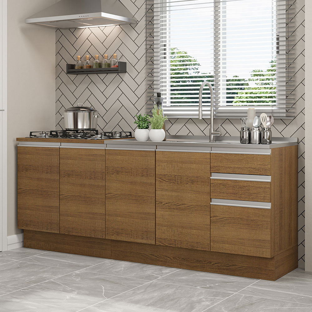 Kit 2 Muebles de Cocina Bajo Glamy 2.00 Metros Marrón