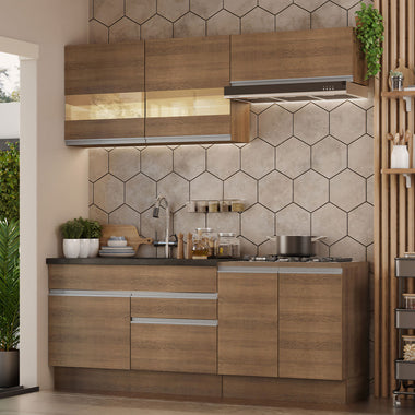 Cocina Integral Glamy 2.00 Metros Marrón 07