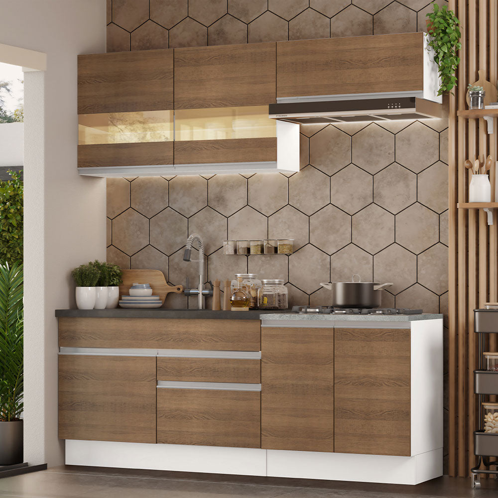 Cocina Integral Glamy 2.00 Metros Blanco/Marrón 07
