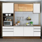 Cocina Integral Glamy 2.20 Metros Marrón/Blanco 01