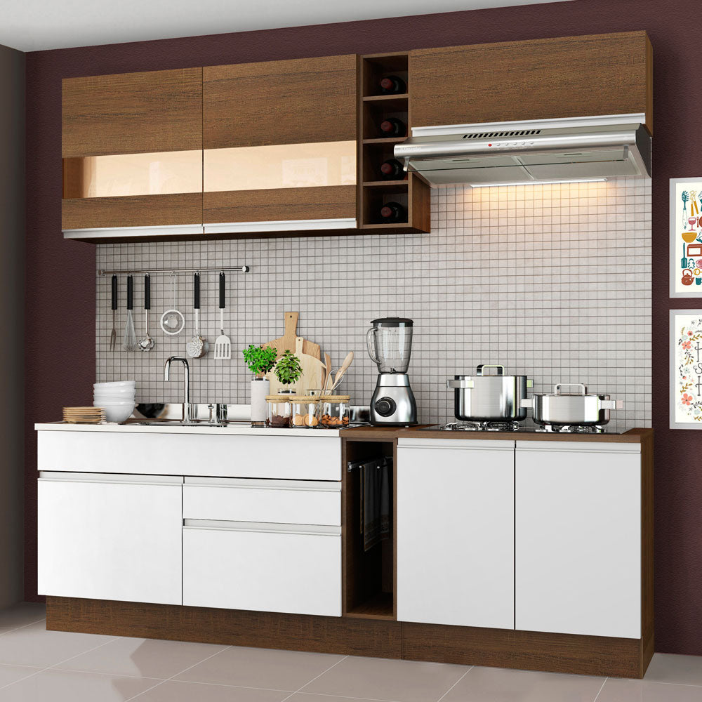 Cocina Integral Parma 2.20 Metros Marrón/Blanco/Marrón 02