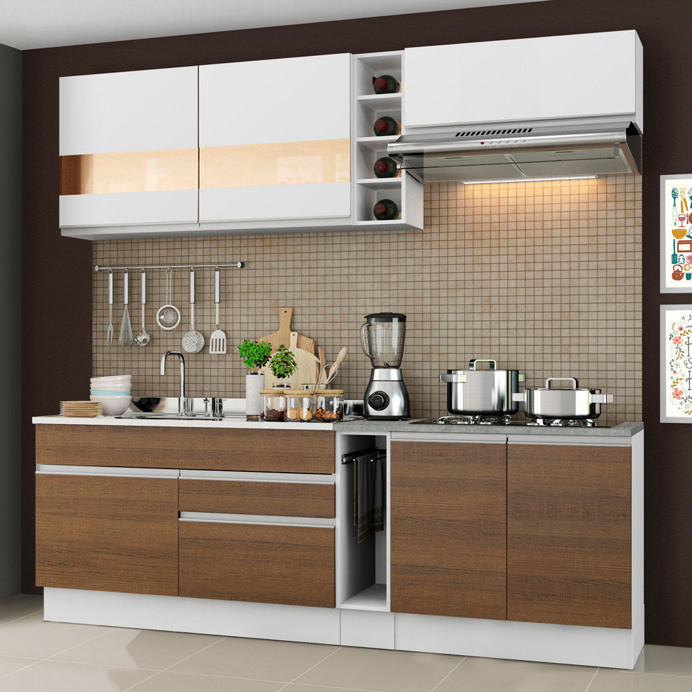 Cocina Integral Parma 2.20 Metros Blanco/Marrón/Blanco 02