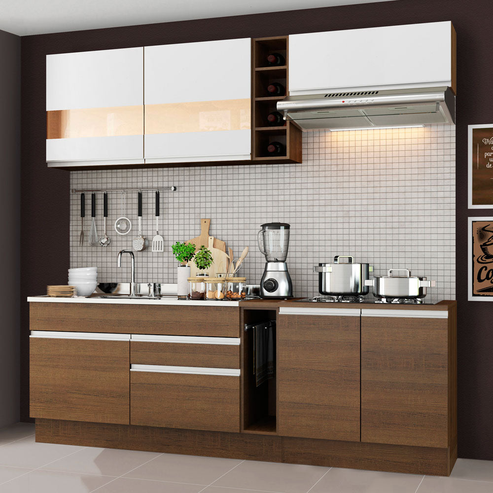 Cocina Integral Parma 2.20 Metros Marrón/Marrón/Blanco 02