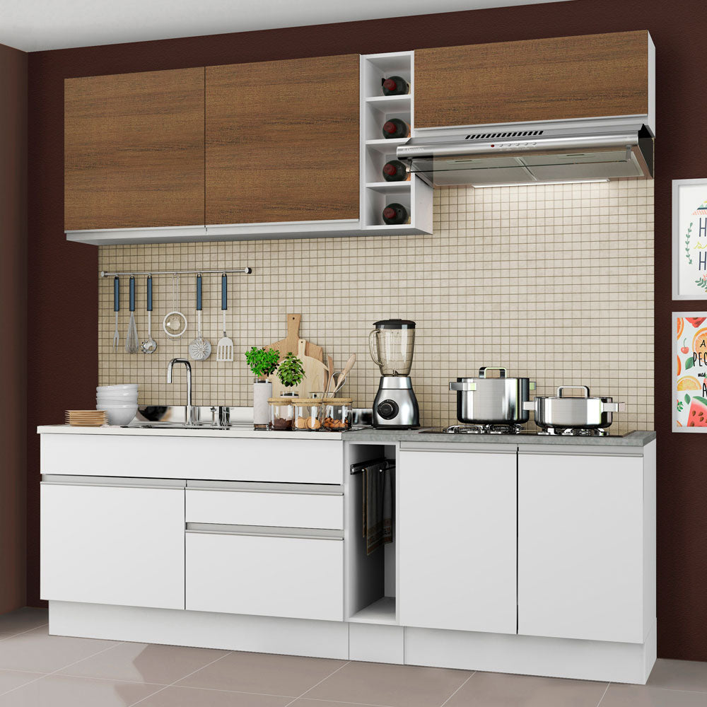Cocina Integral Parma 2.20 Metros Blanco/Blanco/Marrón 03