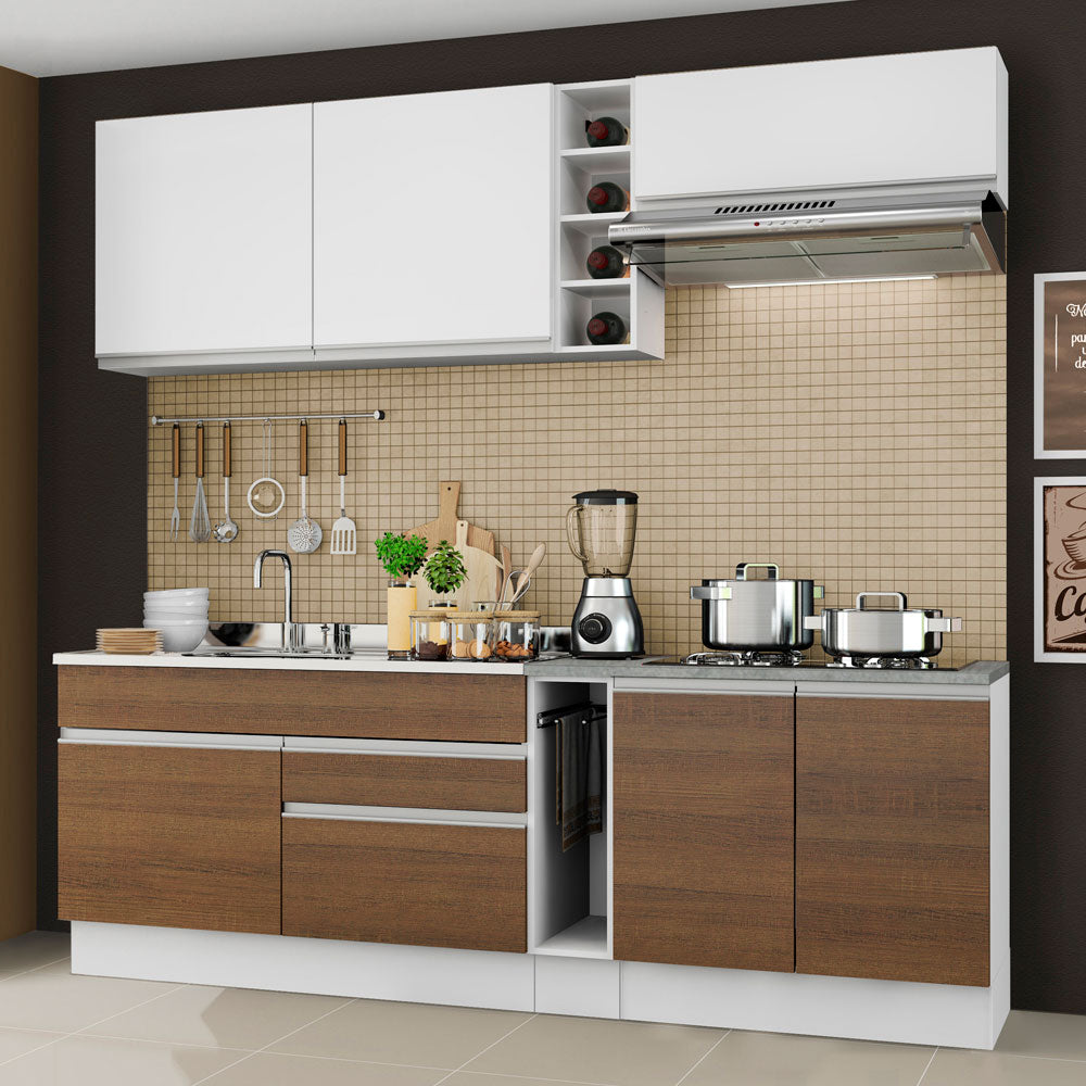 Cocina Integral Parma 2.20 Metros Blanco/Marrón/Blanco 03