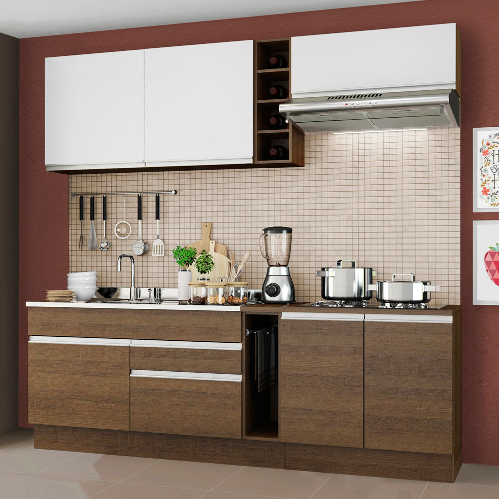 Cocina Integral Parma 2.20 Metros Marrón/Marrón/Blanco 03