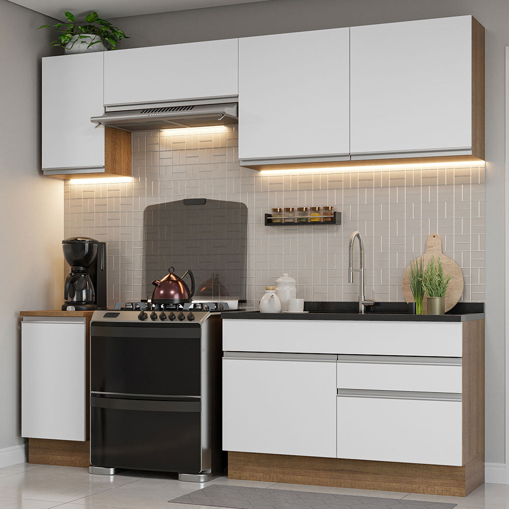 Cocina Integral Glamy 2.40 Metros Marrón/Blanco 07