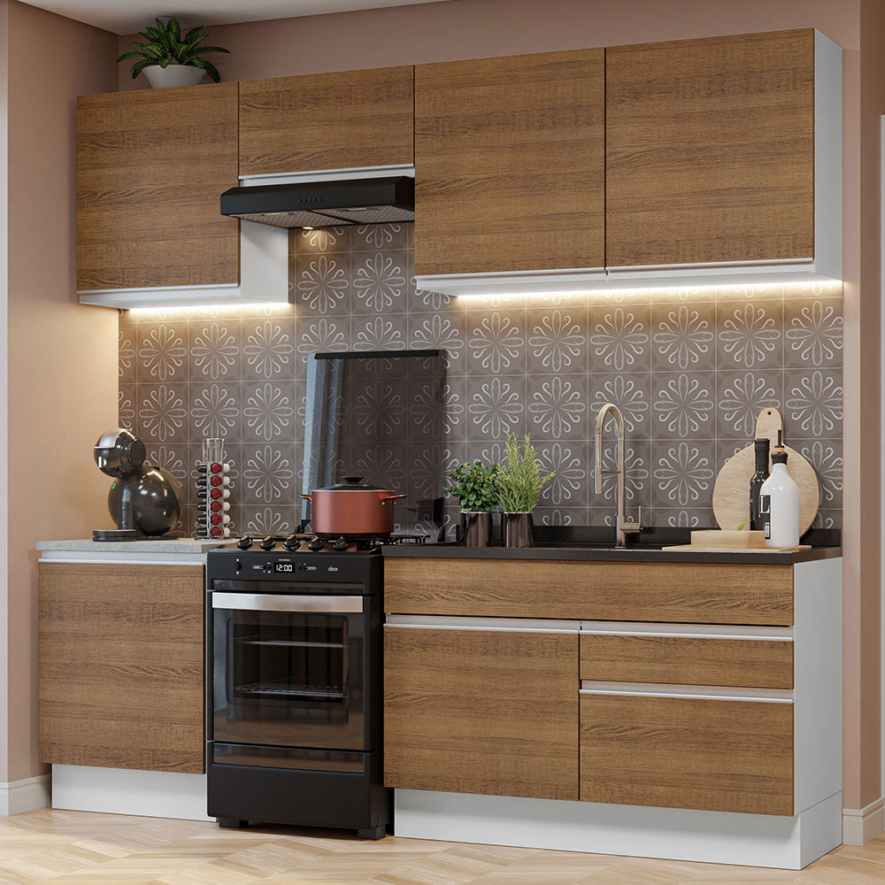Cocina Integral Glamy 2.40 Metros Blanco/Marrón 08