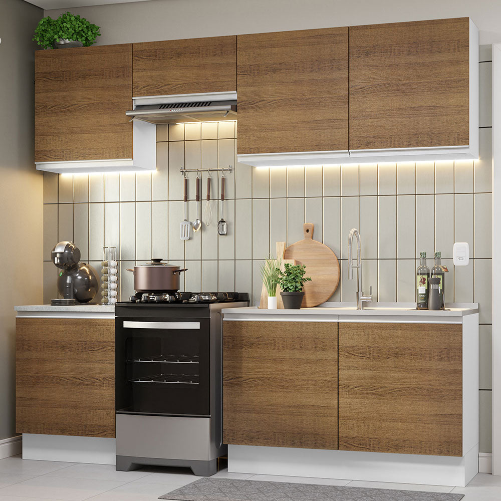 Cocina Integral Glamy 2.40 Metros Blanco/Marrón 09