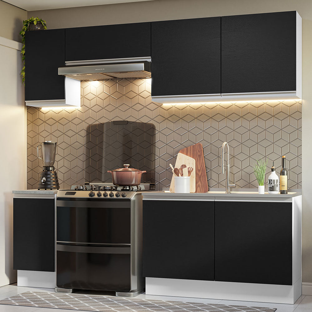Cocina Integral Glamy 2.40 Metros Blanco/Negro 10