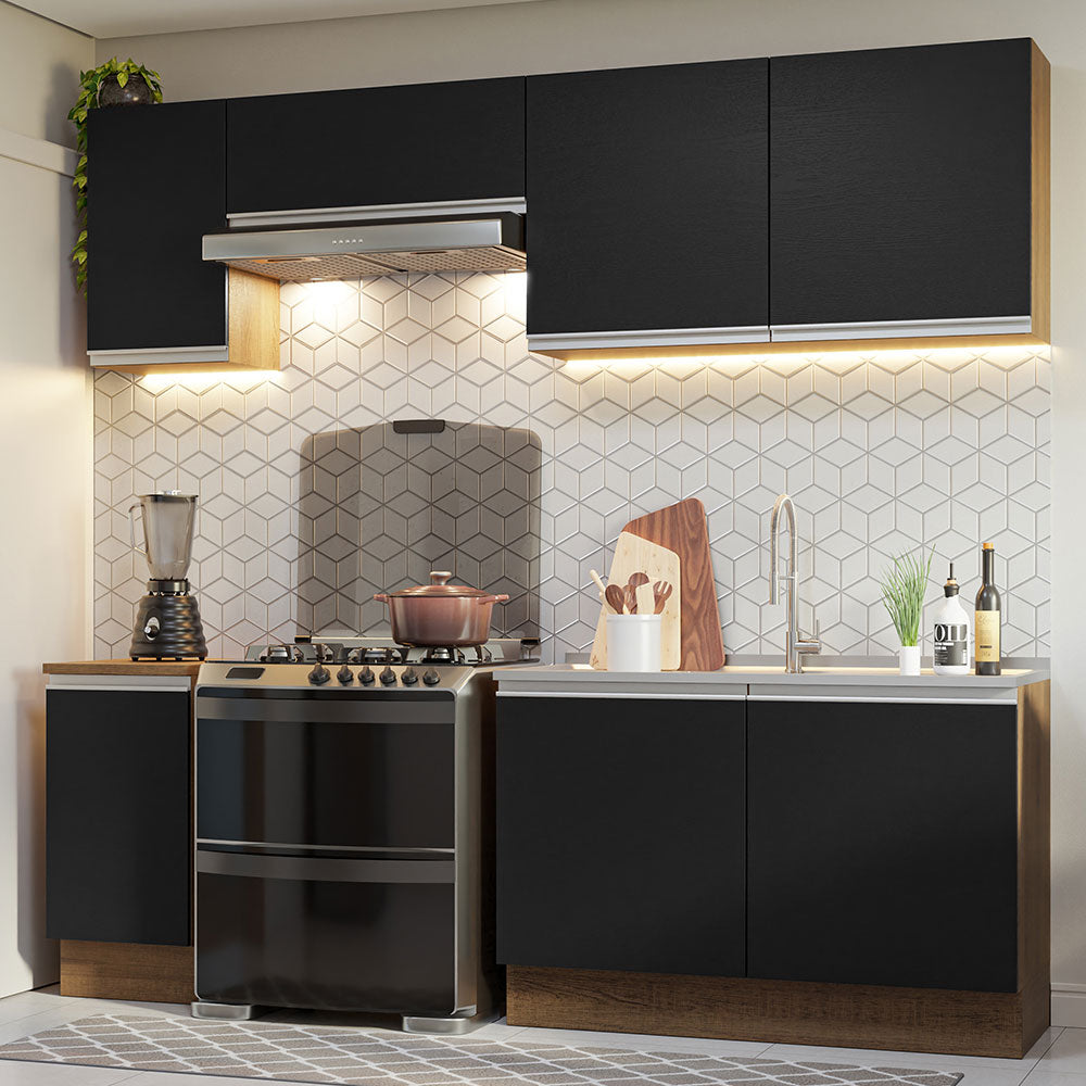 Cocina Integral Glamy 2.40 Metros Marrón/Negro 10