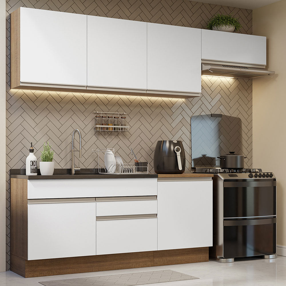 Cocina Integral Glamy 2.60 Metros Marrón/Blanco 03