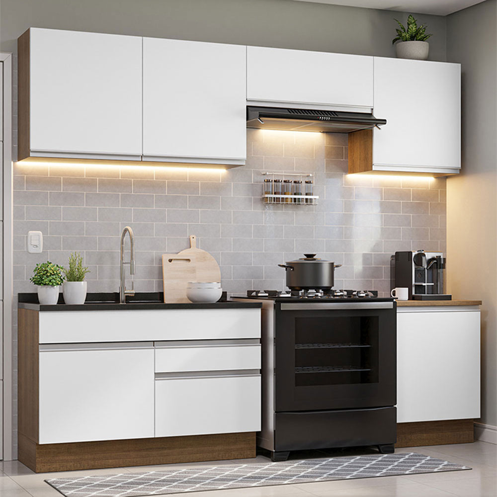 Cocina Integral Glamy 2.60 Metros Marrón/Blanco 04