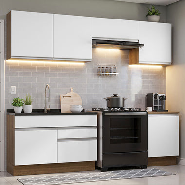 Cocina Integral Glamy 260 cm Marrón/Blanco 04 Madesa