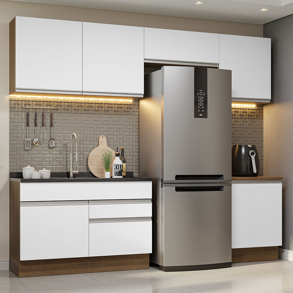 Cocina Integral Glamy 2.60 Metros Marrón/Blanco 05