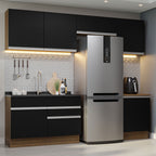 Cocina Integral Glamy 2.60 Metros Marrón/Negro 05