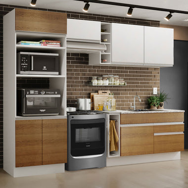 Cocina Integral 270 cm Jade 09 Blanco/Marrón/Blanco Madesa