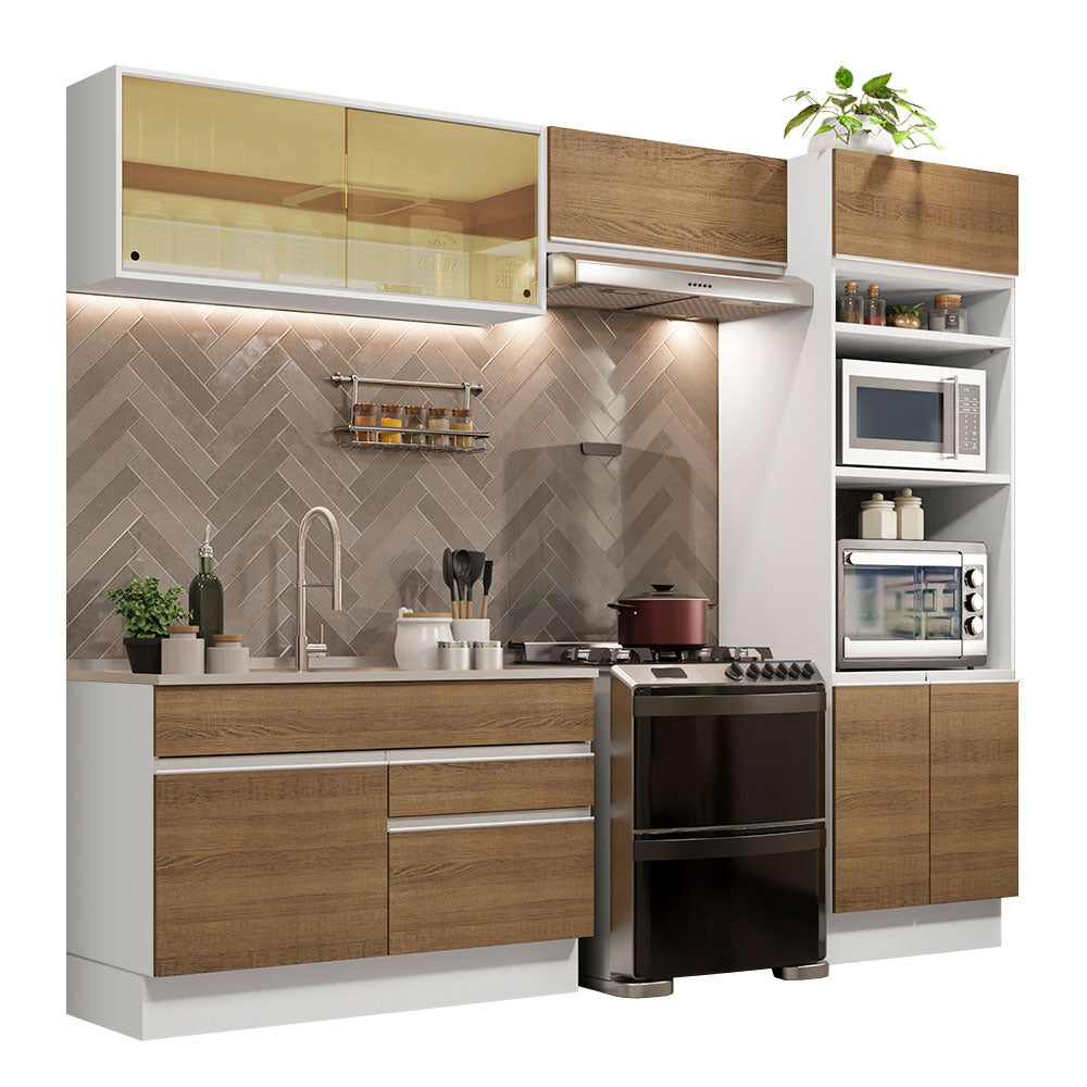 Cocina Integral Glamy 2.70 Metros Blanco/Marrón 12