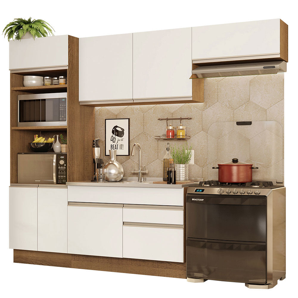 Cocina Integral Glamy 2.70 Metros Marrón/Blanco 15