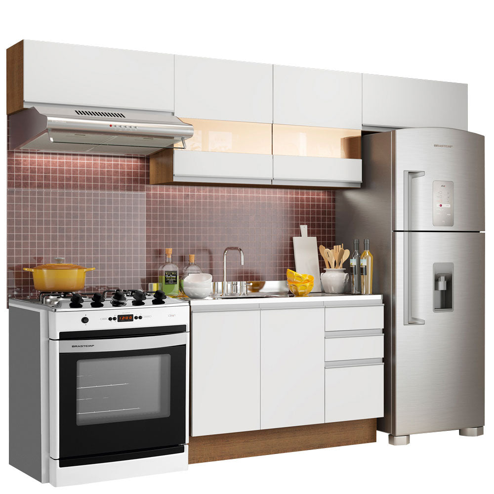 Cocina Integral Marina 2.80 Metros Marrón/Blanco
