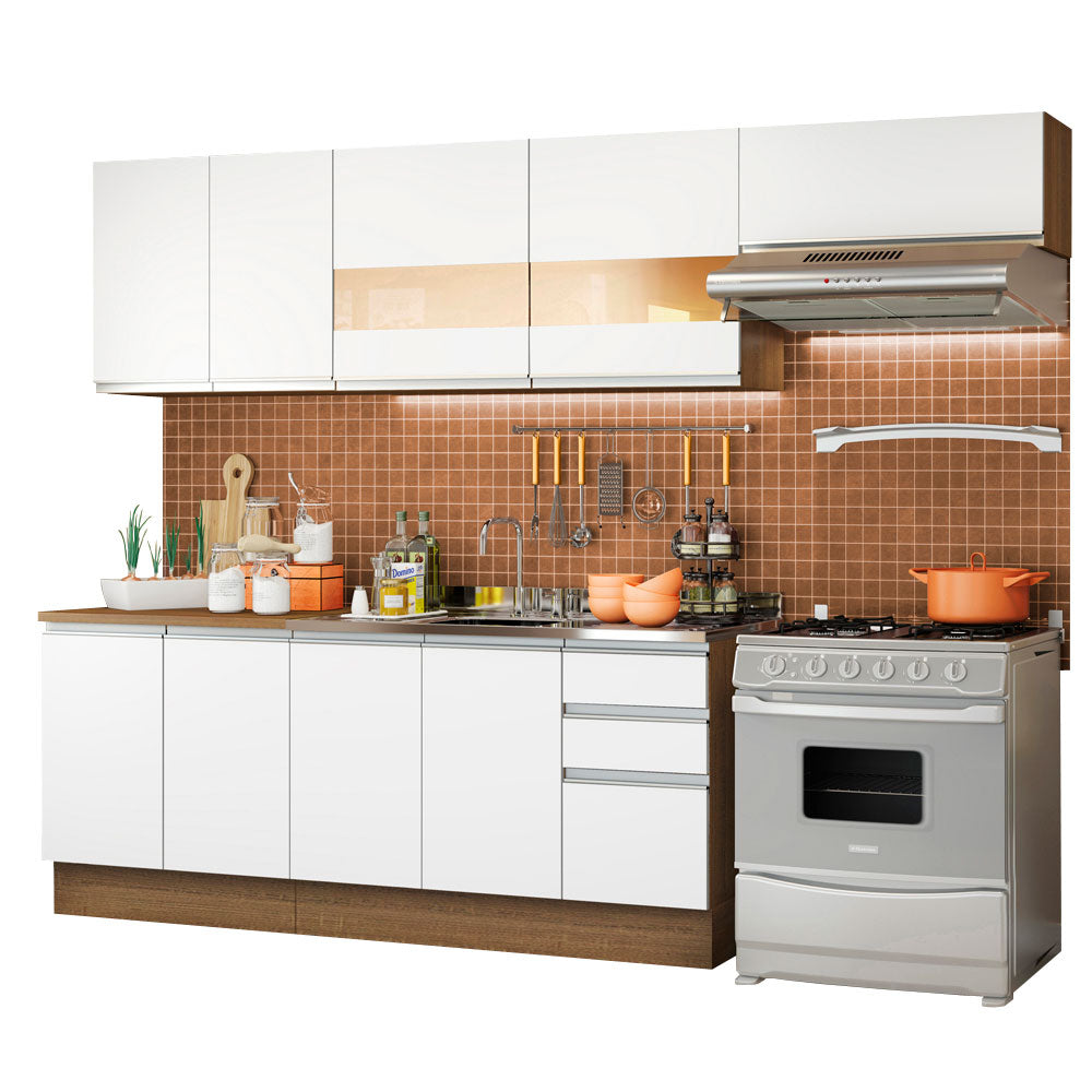 Cocina Integral Marcela 2.80 Metros Marrón/Blanco