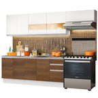 Cocina Integral Marcela 2.80 Metros Blanco/Marrón/Blanco