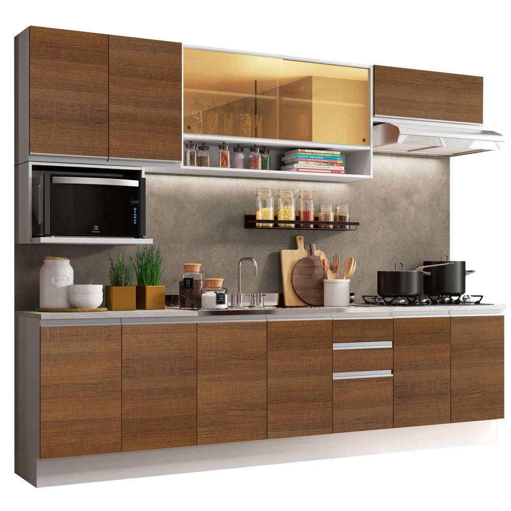 Cocina Integral Genova 2.80 Metros Blanco/Marrón