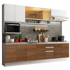 Cocina Integral Genova 2.80 Metros Blanco/Marrón/Blanco
