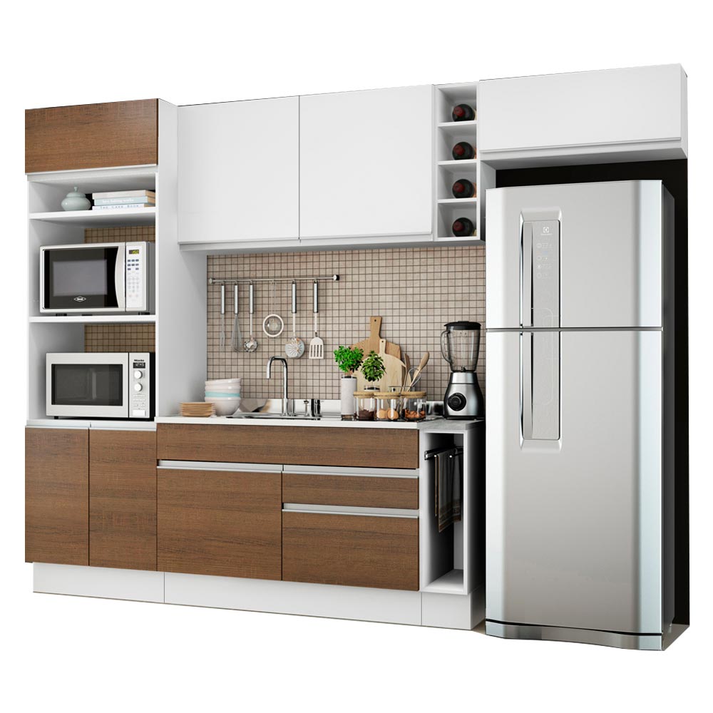 Cocina Integral Safira 2.90 Metros Blanco/Marrón/Blanco 04