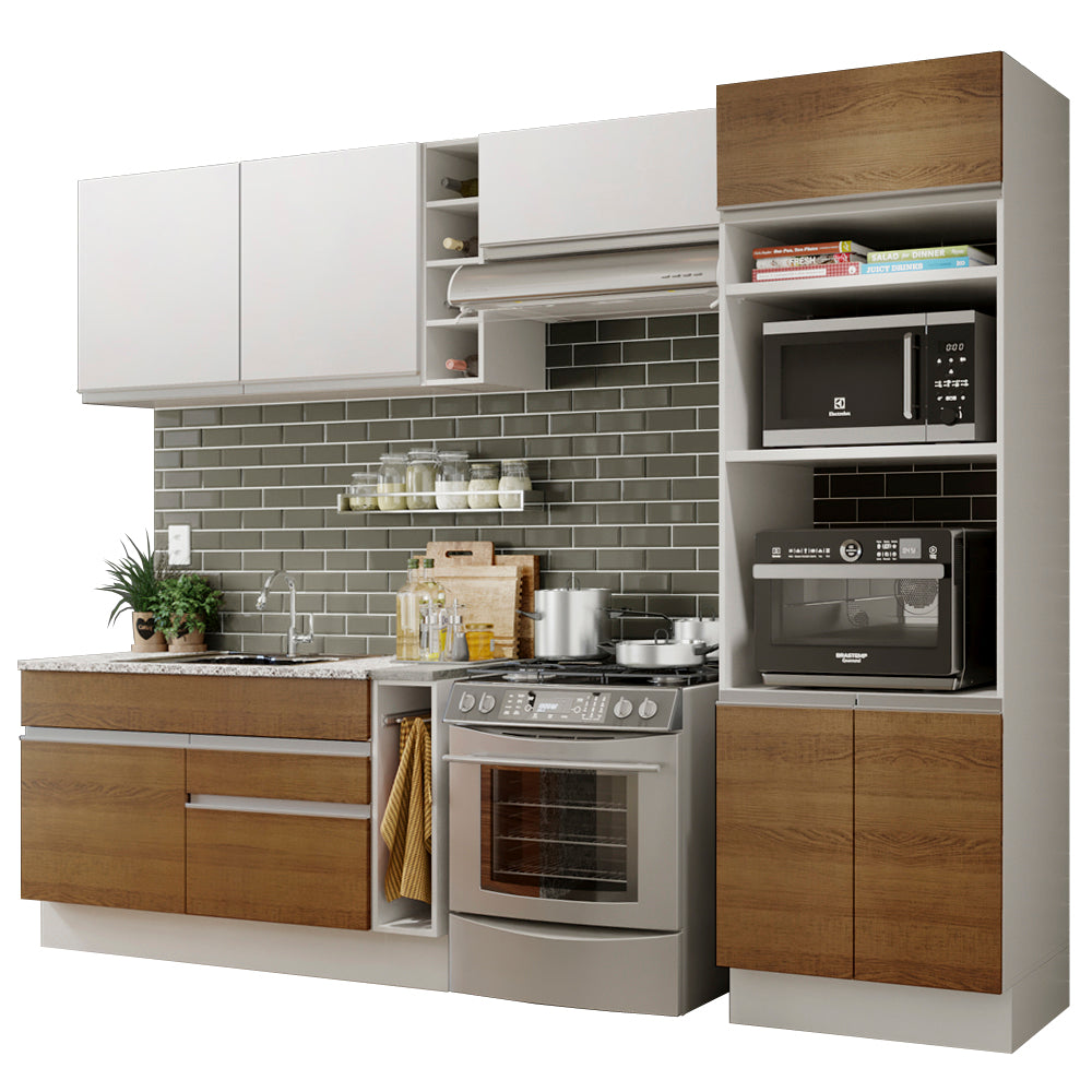 Cocina Integral Cristal 2.90 Metros Blanco/Marrón/Blanco 10