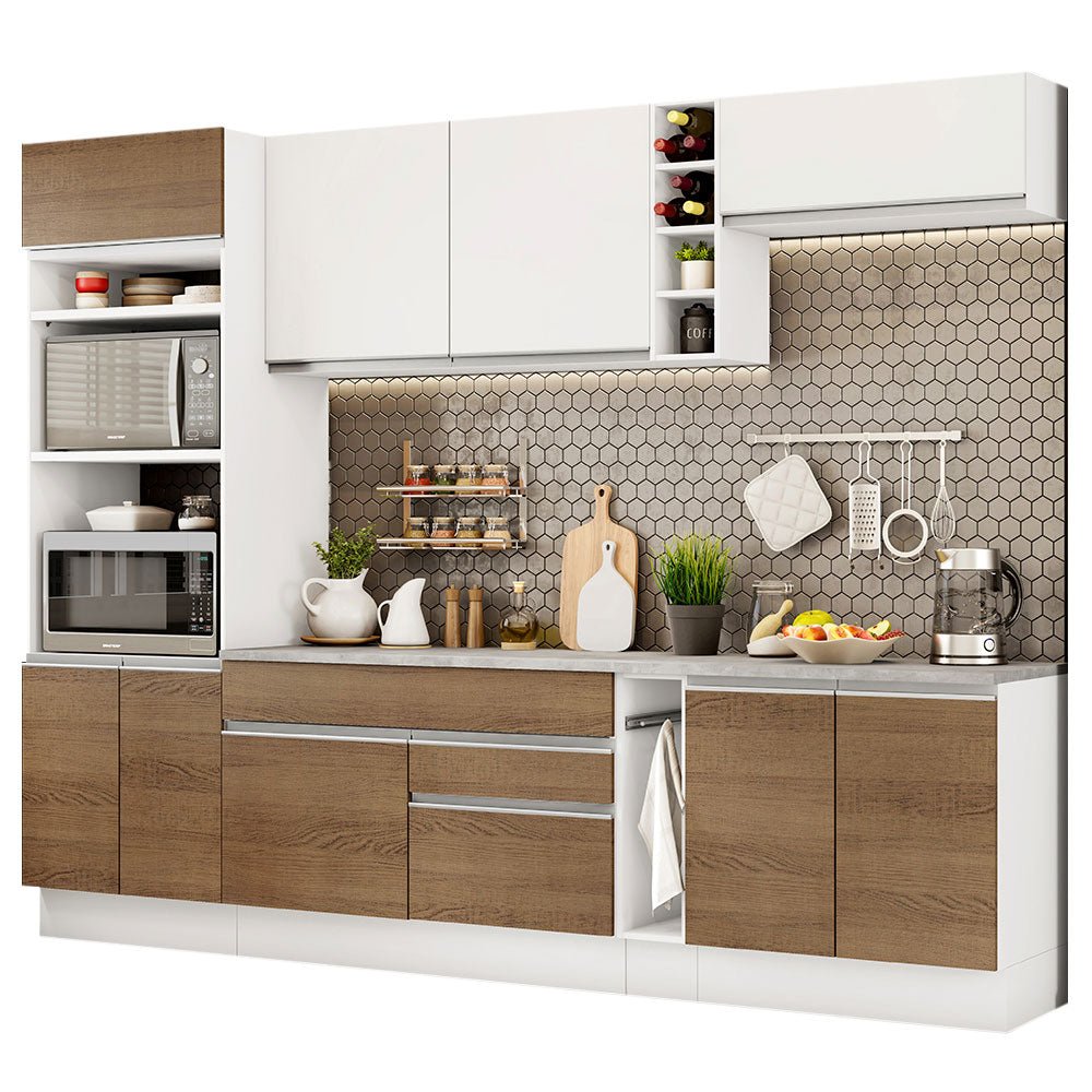 Cocina Integral Vicenza 2.90 m con Encimera Blanco/Marrón/Blanco 12