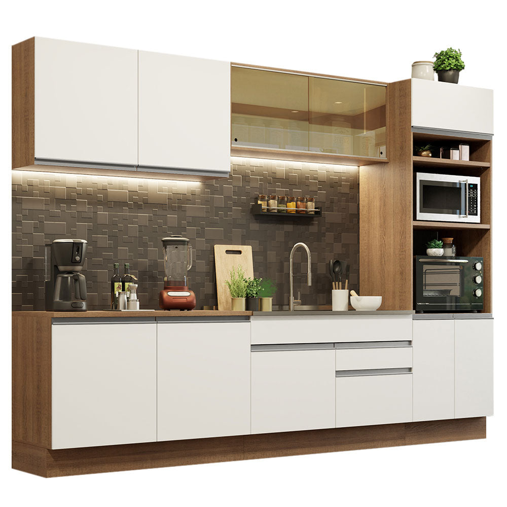 Cocina Integral Glamy 3.10 Metros Marrón/Blanco 01