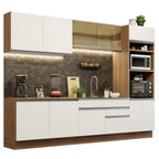 Cocina Integral Glamy 3.10 Metros Marrón/Blanco 01