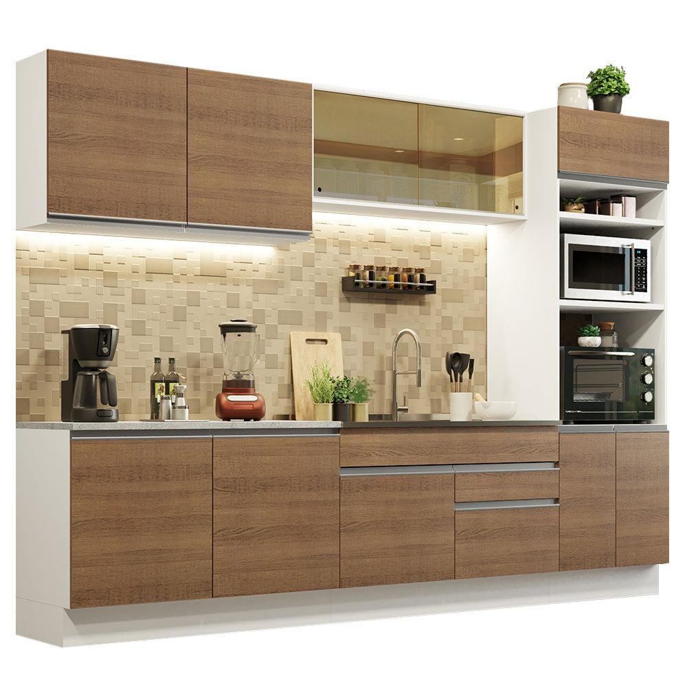 Cocina Integral Glamy 3.10 Metros Blanco/Marrón 01