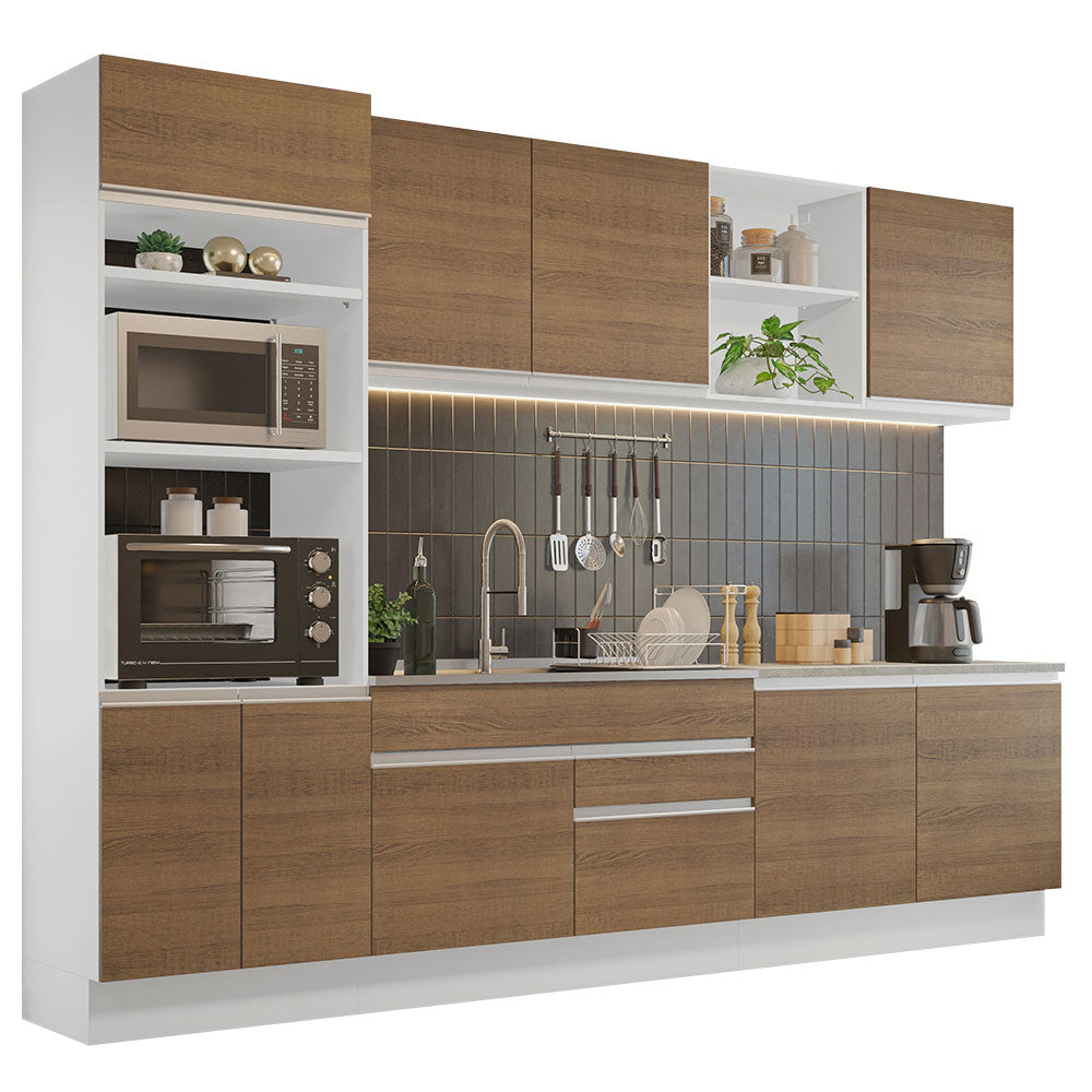 Cocina Integral Glamy 3.10 Metros Blanco/Marrón 02