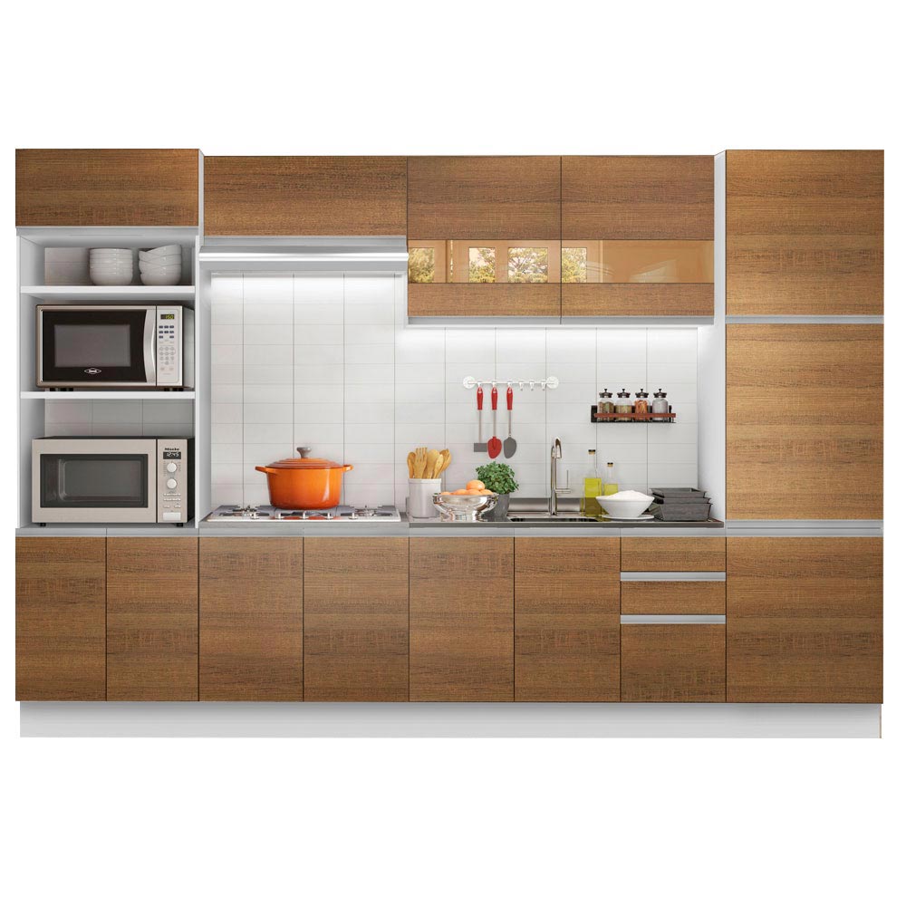 Cocina Integral Roma 3.30 Metros Blanco/Marrón