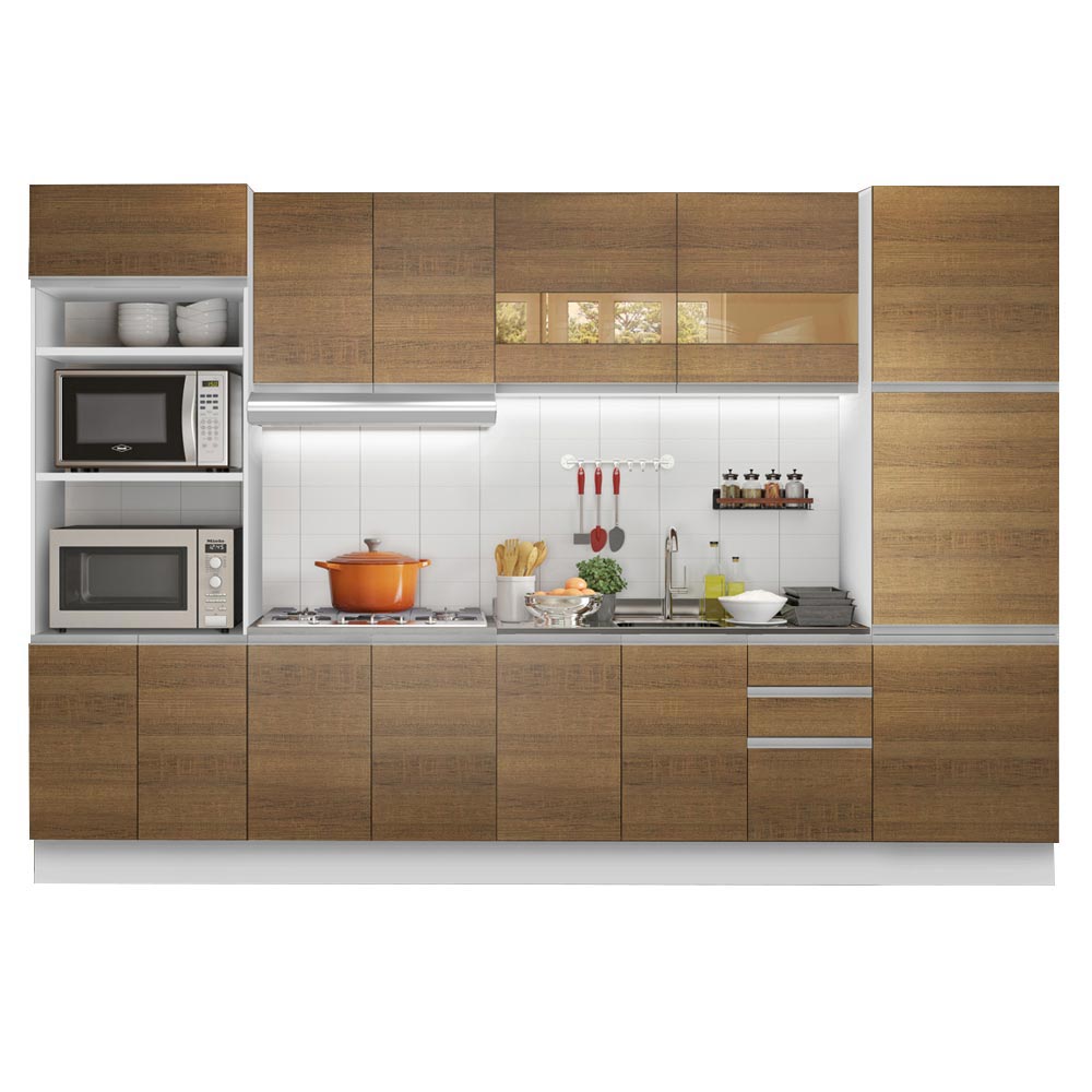 Cocina Integral Olimpia 3.30 Metros Blanco/Marrón