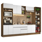 Cocina Integral Glamy 3.30 Metros Marrón/Blanco