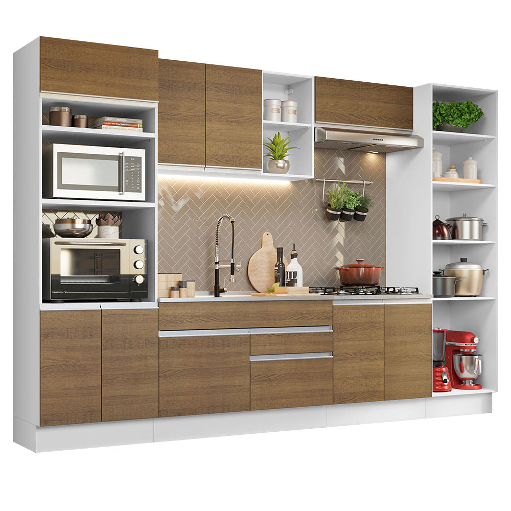 Cocina Integral Glamy 3.30 Metros Blanco/Marrón