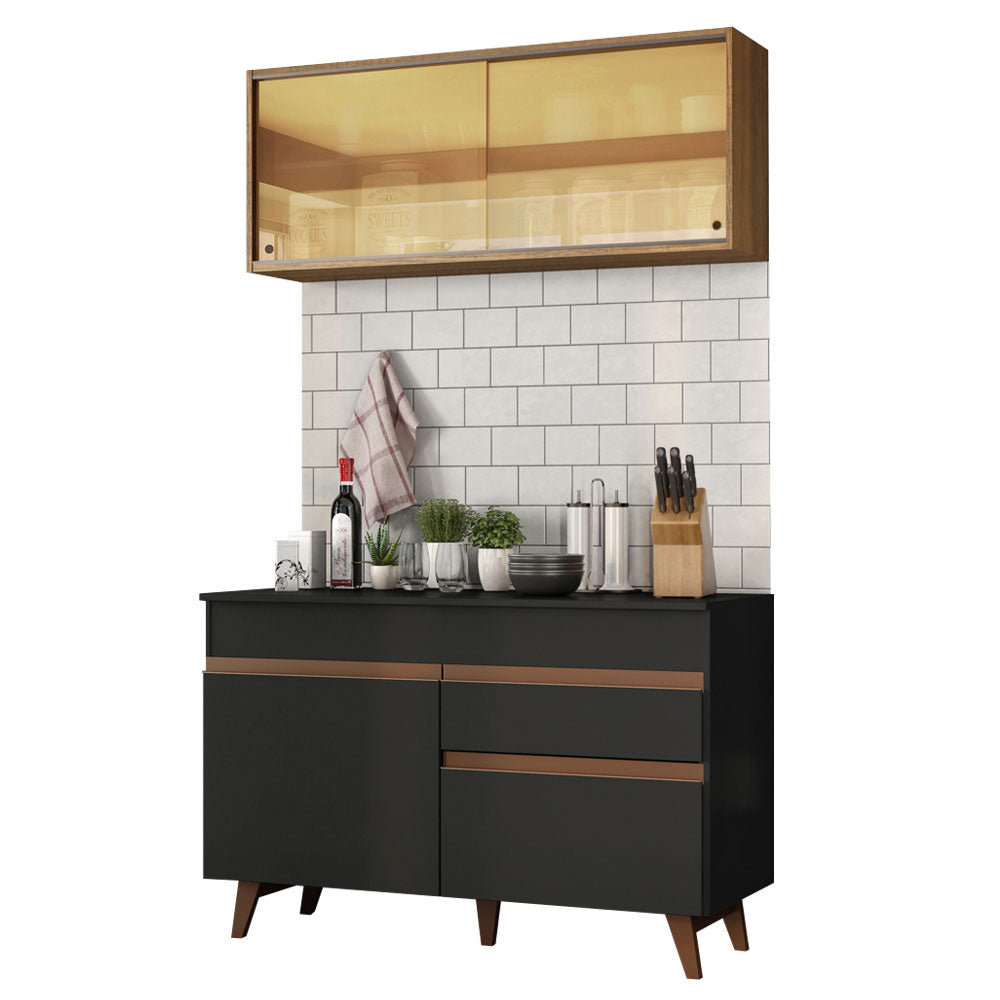 Cocina Integral Reims 1.20 m con Encimera Negro/Marrón 01