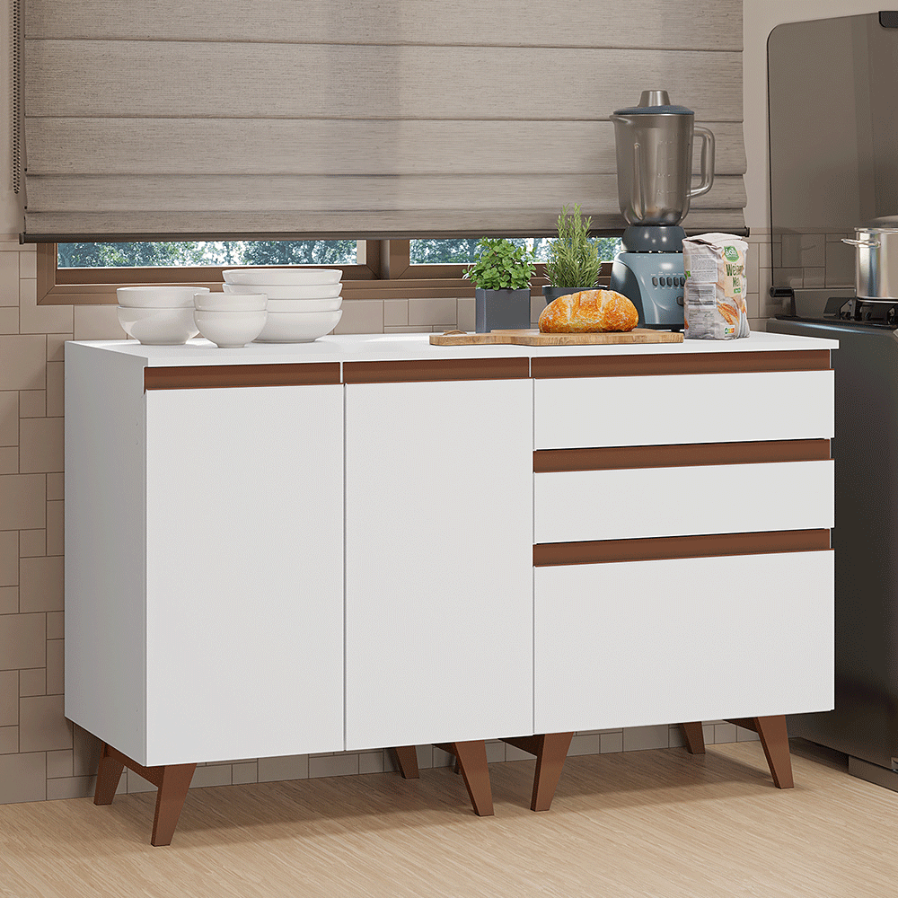Kit 2 Muebles de Cocina Bajos Reims 1.30 m con Encimera