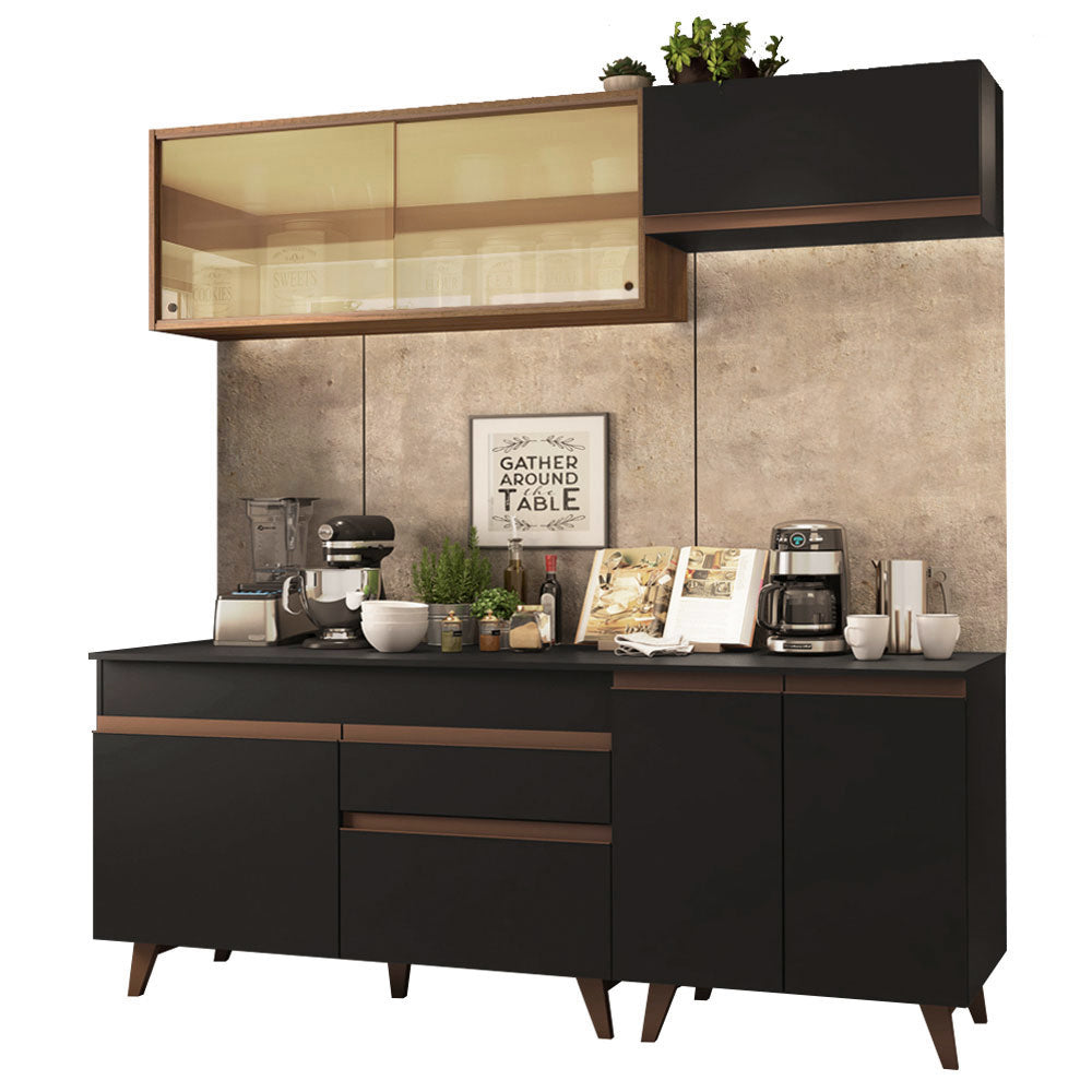 Cocina Integral Reims 1.90 m con Encimera Negro/Marrón 01
