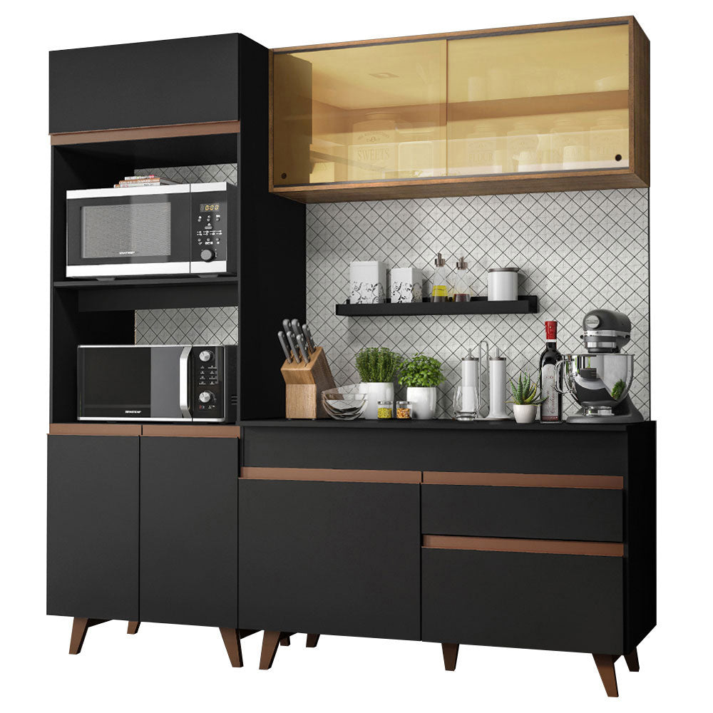 Cocina Integral Reims 1.90 m con Encimera Negro/Marrón 02