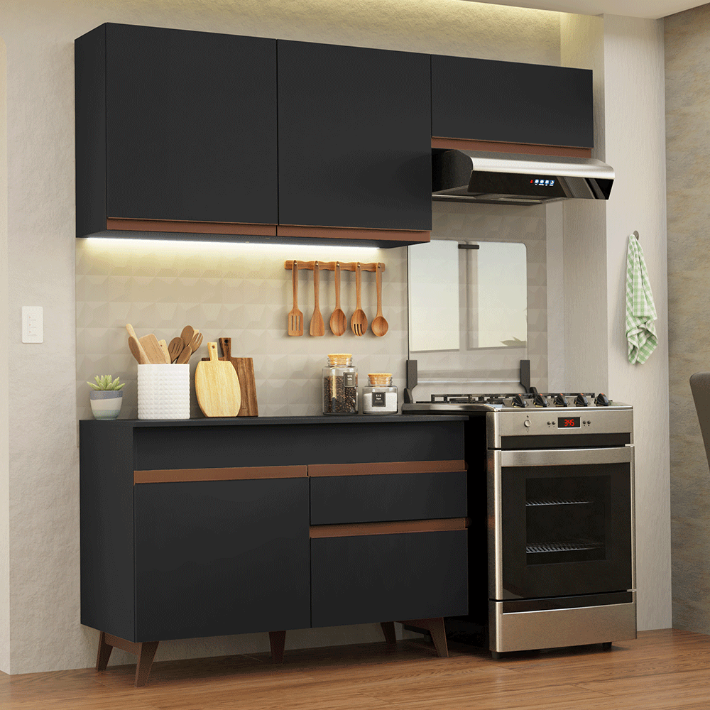 Cocina Integral Reims 1.90 m con Encimera Negro 04