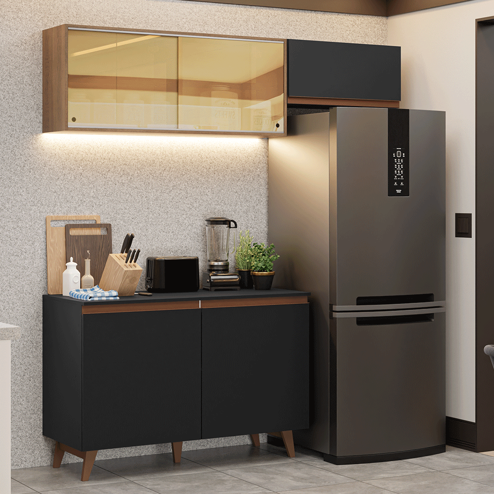 Cocina Integral Reims 1.90 m con Encimera Negro/Marrón 09