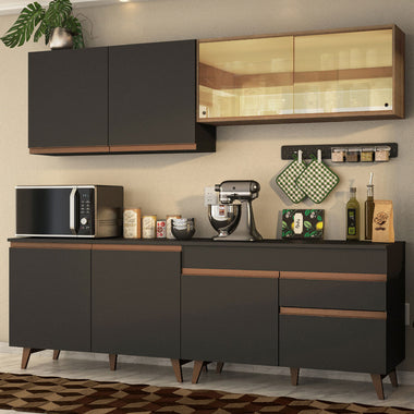 Cocina Integral Reims 2.40 m con Encimera Negro/Marrón 01
